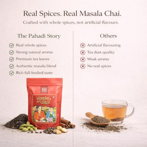 Image of The Pahadi Story Masala Chai 175g - Premium Assam CTC Tea Blended with 100% Natural Spices, Aromatic Masala Tea For Everyday Use