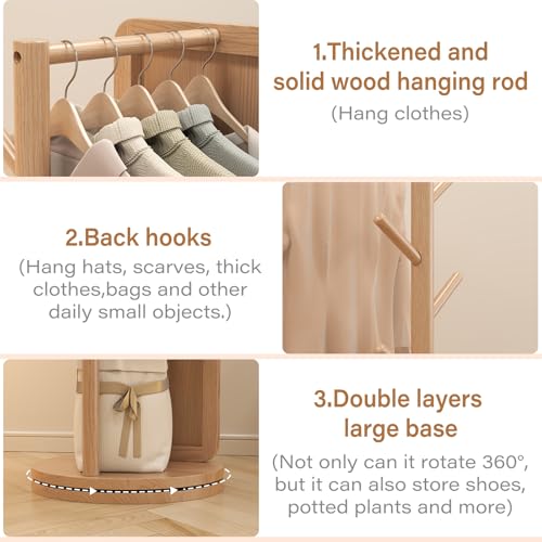 Image of AnywaysWood 70 inchx19 inchFull Length Mirror with Stand,Coat Rack with Mirror,Solid Wood Floor Mirror,Swivel Mirrorfor Bedroom, Living Room, Cloakroom