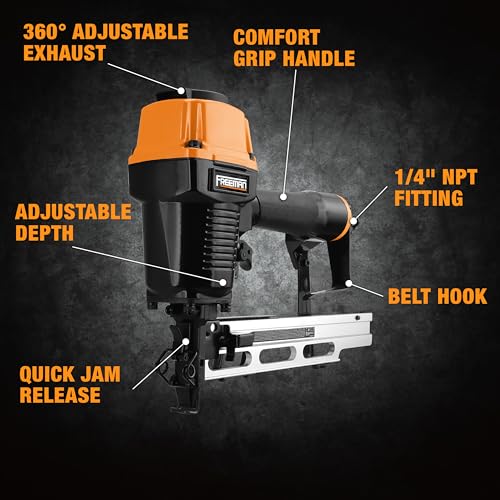 Freeman PSS50 Pneumatic 16-Gauge 2" Medium Crown Stapler with Adjustable Metal Belt Hook