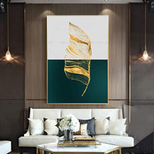 Affiches et gravures abstrait vert avec impression plume dorée - 5