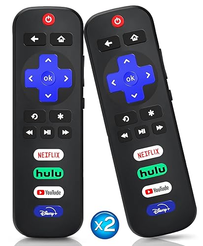 (Pack of 2) Universal Remote Replaced Control Only for Roku TV, MOBKAJUI Remote Compatible for TCL/Hisense/Onn/Sharp/Element/Westinghouse Roku Series TVs, (Not for Roku Stick and Box)