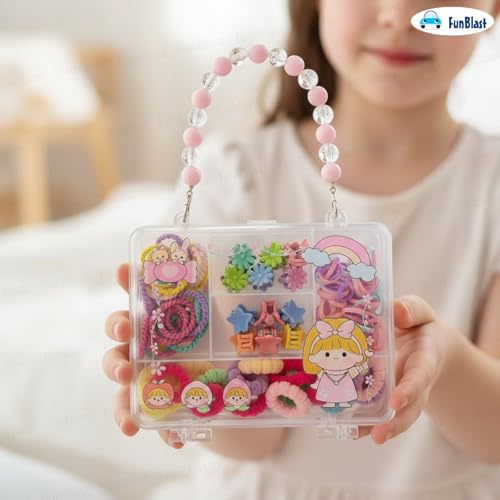 Image of FunBlast Hair Accessories Combo for Girls - Colorful Hair Bands, Hairpins, Ponytail Holders, Headbands for Girls, Toddlers, Multipurpose Kids Hair Accessories Set, Birthday Gift for Girl's (1074)