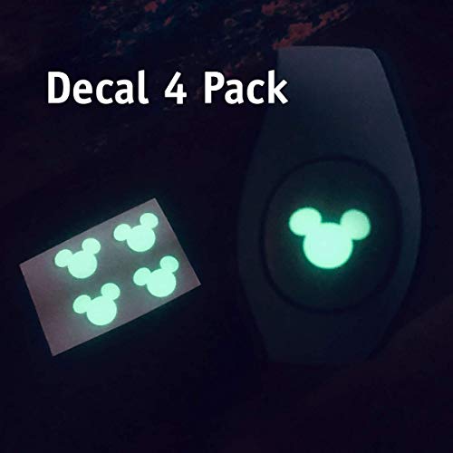 ShopEmilyG Magic Band Decal | Glow in the Dark Mouse Head Decal 4 Pack | Made in the USA