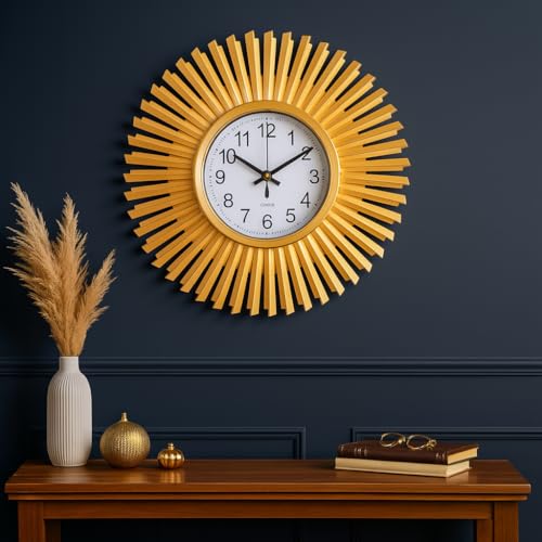 Image of Xtore Modern Round Wall Clock with Luxurious Golden Finish (Pack of 1, Gold)
