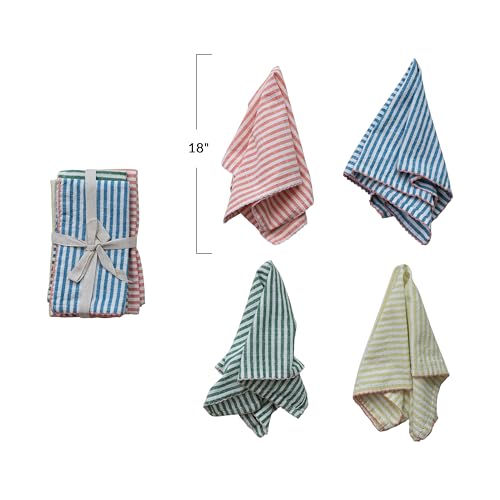 Servilletas de tela rayadas de algodón multicolor 4 piezas miniatura 2