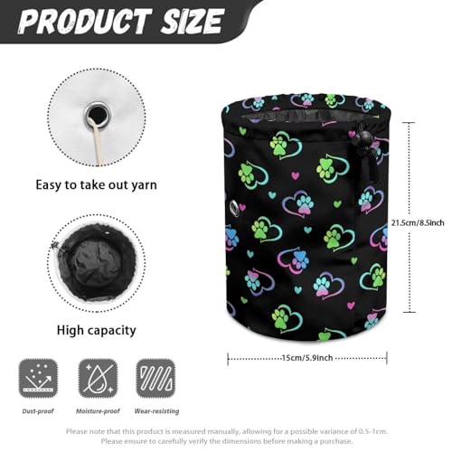 Image of Sellikakes Dog Paw Heart Yarn Organizer Crochet Storage Bag, Portable Knitting Storage Bag Yarn Holder Stores Yarn Skein Ball, Crochet Project Knitting Supplies and Sewing Accessories