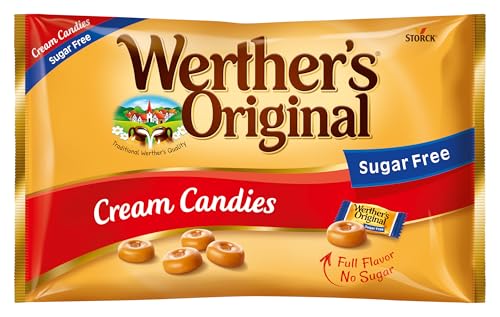 Werther's Original Cream Candies (1 kg), caramelos sin azúcar de mantequilla y nata fresca, toffees dulces y cremosos, caramelo sin gluten con sabor a crema