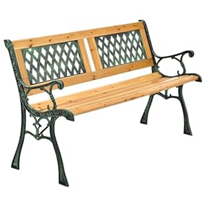 Juskys Gartenbank Sanremo - 2-Sitzer Holzbank mit Armlehnen & Rückenlehne - wetterfeste Sitzbank 122x54x73 cm - Seitenelemente aus Gusseisen
