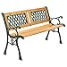 Juskys Gartenbank Sanremo - 2-Sitzer Holzbank mit Armlehnen & Rückenlehne - wetterfeste Sitzbank 122x54x73 cm - Seitenelemente aus Gusseisen
