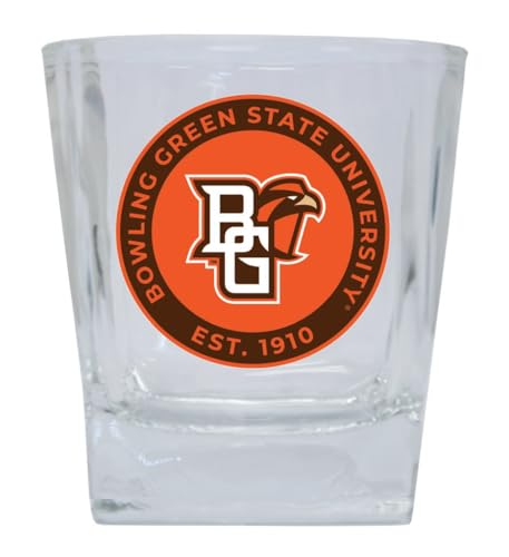 R and R Imports Bowling Green Falcons 10 oz Whiskey Rocks Glass Circle Design Offiically Licensed Single