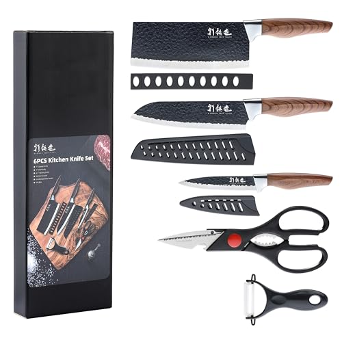5-Piece Kitchen Chef Knife Set with Scissors and Peeler