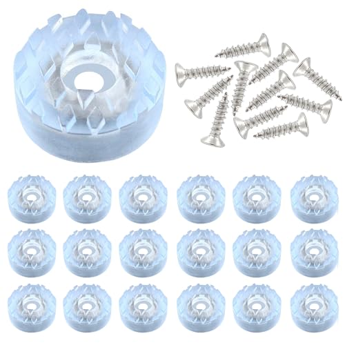 Image of PDETVEO 20PCS 1Inch Round Transparent Furniture Rubber Feet Pad, Non-Slip Round Clear Rubber Bumpers Feet Pads with Screws for Table, Desk, Chair and Sofa Leg