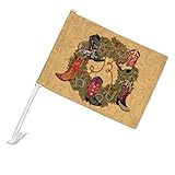 GRAPHICS & MORE Christmas Holiday Boot Wreath Cowboy Horshoes Western Car Truck Flag with Window Clip On Pole Holder
