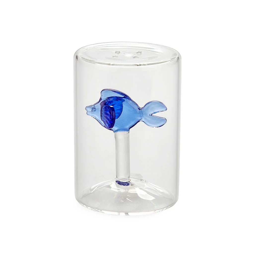 Salière poisson en verre borosilicate bleu Balvi cadeau idéal