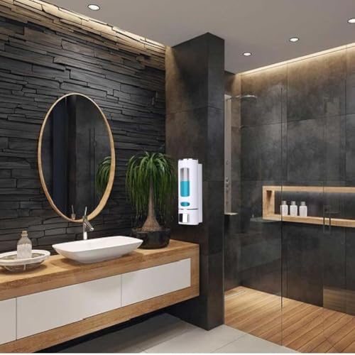Image of ABS Plastic Soap Dispenser for Bathroom Wall Mounted Shampoo Conditioner Hand Wash Gel Dispenser Liquid Soap Sanitizer Dispenser for Basin Kitchen Sink 400Ml Pack of 1 (White)