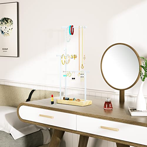Sriwatana Jewelry Organizer Display Extra Tall Necklace Holder 3 Tier Jewelry Tree Stand (Natural Color & White) #TOP2