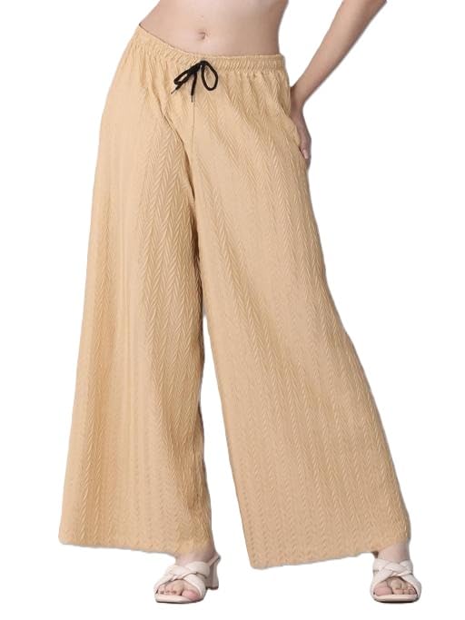 Refined Self Design Crepe Khazuri Womens Palazzo Pleated Comfortable Festive Bottom-image-37