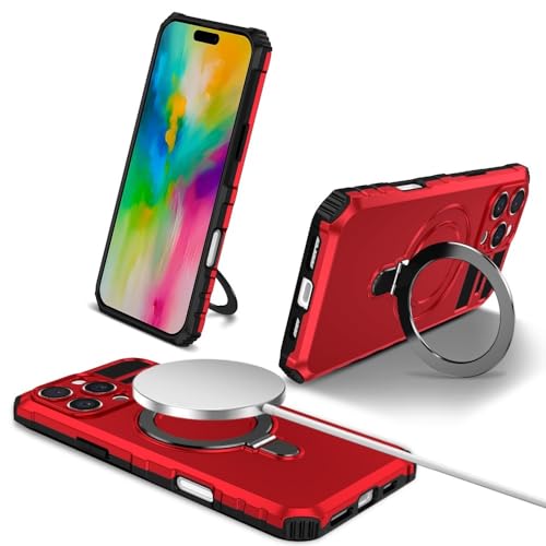 Coque iPhone 17 Pro Max rouge rigide silicone chic avec anneau
