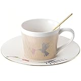 Old Craftsmen's Coffee Cup and Saucer Sets 8.45oz Unique Dynamic Mirage Reflection Tea Cup Luxury Porcelain Mirror Ceramic Mug Gifts for Cappuccino Espresso 250ml Hummingbird