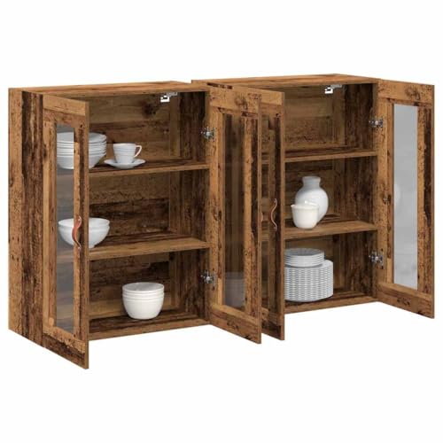 vidaXL Wall Cabinets 2 pcs Old Wood 69.5 x 34 x 90 cm Engineered Wood