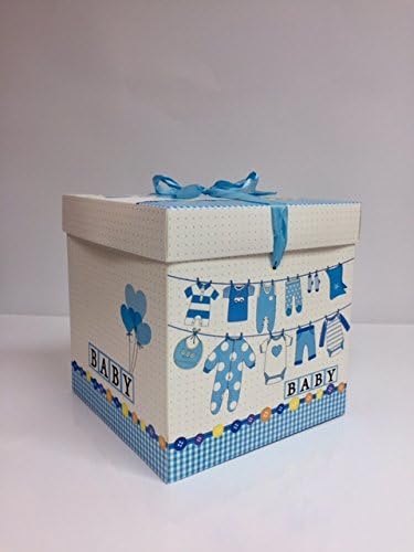 Dalbags Pack of 1 Gift Boxes for Baby SHOWER Size 20 x 20 x 20 cm Complete with Laces Blue Colour Ideal for Baby Shower Christening Birthday Theme Parties