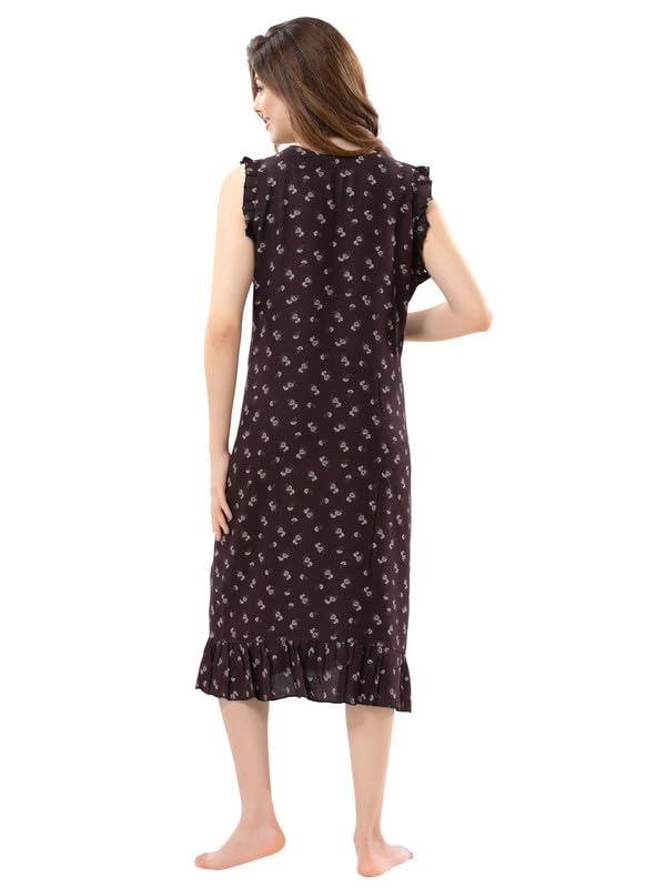 Image of Women's Viscose Blend Comfort Short Nighty with Side Pockets | Soft Printed Short Night Dress for Everyday Wear | Easy to Wear (CS5001)