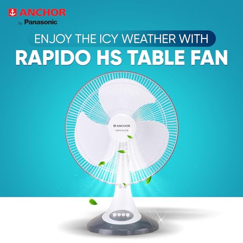 Image of Anchor by Panasonic Rapido 400mm High Speed Table Fan | Table Fan for Home (Grey, 14082GY)
