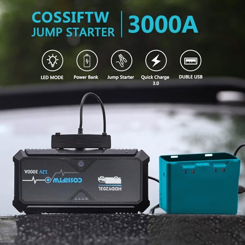 Image of 3000A Jump Starter Portable car Battery Booster for 10L gasoline /8L Diesel Engines,12V Power Bank with USB Charging and LED Lights,Suitable for Cars,Trucks,Off-Road Vehicles and Motorcycles