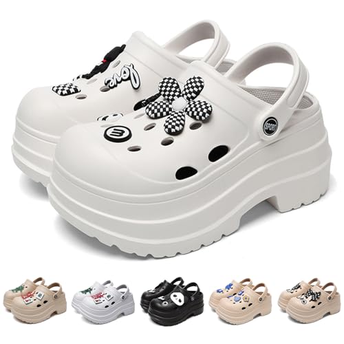 Fashion Women's Platform Clogs Anti Slip Slippers Beach Sandals Gardeners Clogs High Heel Mule Cloud Slippers Gardening Shoes