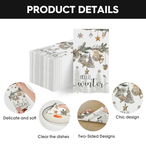 Toalla de mano decorativa Horaldaily con motivos de pino y estrella navideña 7