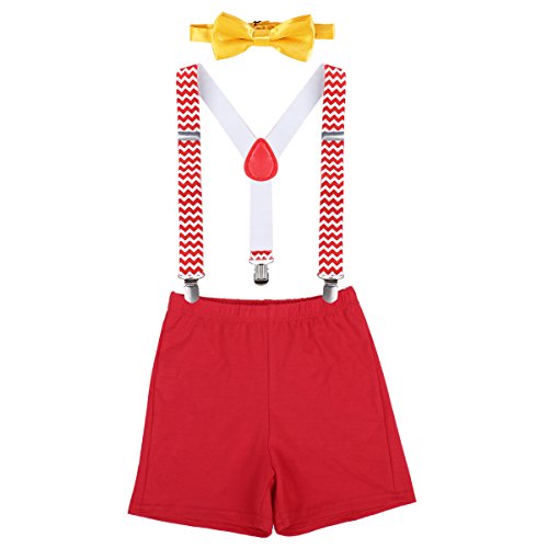 Image of IBTOM CASTLE Baby Boys 1st /2nd Birthday Cake Smash Outfit Suspenders Bloomers Bowtie Set Fishing Party Clothes