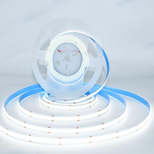 Image of LED Strip Lights COB 16.4ft AC110-130V Waterproof IP44 Daylight White 6500K | Dimmable 30000LM Super Bright 1200 LEDs / 2 Times Brightness Than 12V COB Strip Lights Tape Ribbon / Kitchen Cabinet Lighting