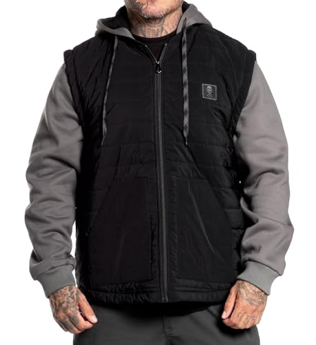 Sullen Men's Double Down Tattoo Lifesyle Outdoor Long Sleeve Nylon and Fleece Hooded Jacket