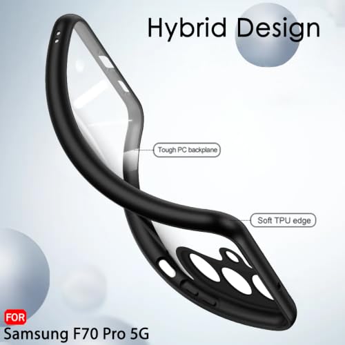 Image of TheGiftKart Hybrid Shockproof Back Cover Case for Samsung Galaxy F70 Pro 5G | Camera Protection Module | Crystal Hard Cover Case for Samsung F70 Pro 5G (PC & TPU, Transparent Clear Back, Black Sides)