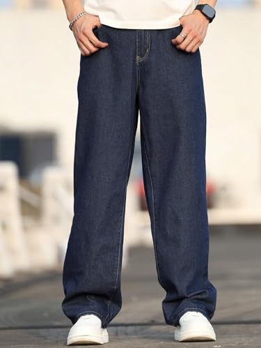 Image of KOTTY Men's Loose Fit Baggy Jeans - Relaxed Wide Leg Denim with Fashionable Urban Streetwear Look
