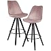 FineBuy Ensemble de 2 Chaise de Bar Rose en Velours/Bois Massif | Tabouret de Bar Scandinave 2 Pièces | Tabouret avec Hauteur du Dossier 77 cm
