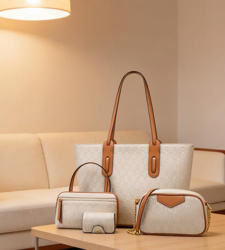 KingTo set 4 piezas bolso tote retro para mujer miniatura 3