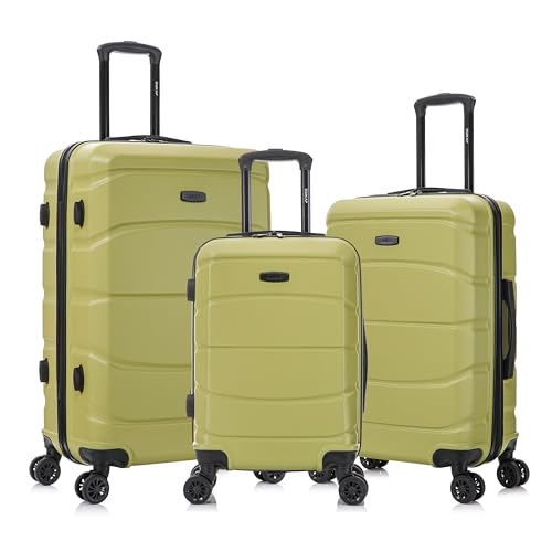 Image of DUKAP SENSE 3-Piece Hardside Spinner Luggage Set Durable Zipper Green