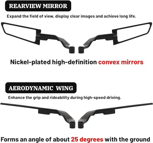 Image of Vagary 10mm Adjustable 360 Rotating New Rearview Wing Mirrors For Bajaj Pulsar N250, N160, N150 (Black)