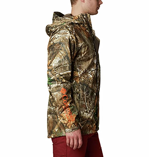 Columbia Men's Phg Camo Rain Jacket, Realtree Edge/Blaze, Medium #TOP5