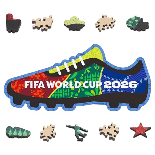 Image of FIFA World Cup 2026 Wooden Puzzles for Kids & Adults, FWC 26 Boot 200 Pieces, Unique Shape Jigsaw Puzzle, 5MM Thick, Officially Licensed Product, 17.7x8 Inch