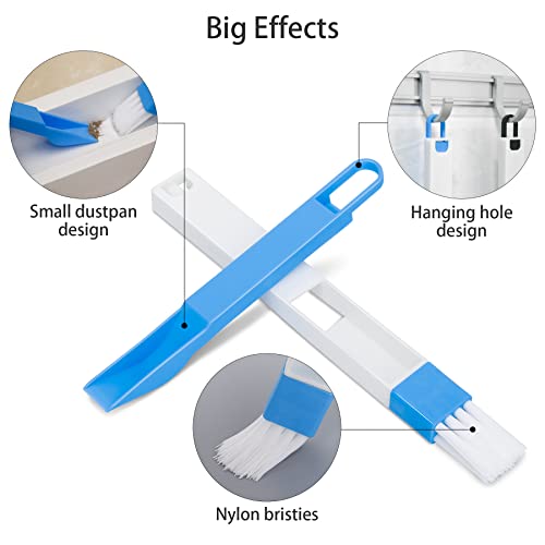 Window Track & Gap Cleaning Brush Set, 5 Pack Crevice and Groove Cleaner with 2 in 1 Brush and Mini Dustpan for Door Gaps, Blinds, Sliding Tracks and Kitchen Corners