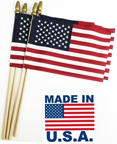 GIFTEXPRESS 12-Pack, Proudly MADE IN U.S.A. 8x12 Inch Spearhead Handheld American Stick Flags/Grave marker American Flags/USA Stick Flag (12) - Image 2