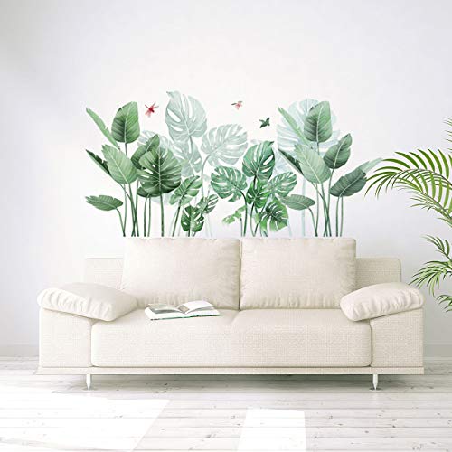 Groene tropische bladeren muursticker, palmblad planten muursticker, Nordic Tropische Planten Schildpad Bladeren… - Afbeelding 7