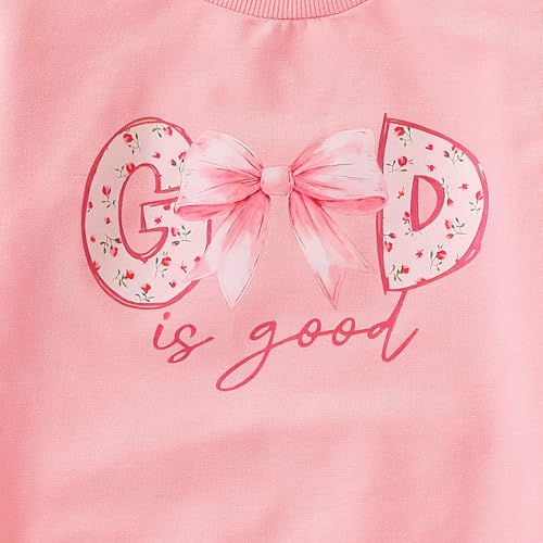 Toddler Girls 2-Piece Outfit, Crew Neck Heart Print Top And Casual Pant Set (Not sequins)3