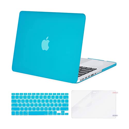 MOSISO Case Only Compatible with MacBook Pro Retina 13 inch (Models: A1502 & A1425) (Older Version Release 2015 - end 2012), Plastic Hard Shell Case & Keyboard Cover & Screen Protector, Aqua Blue