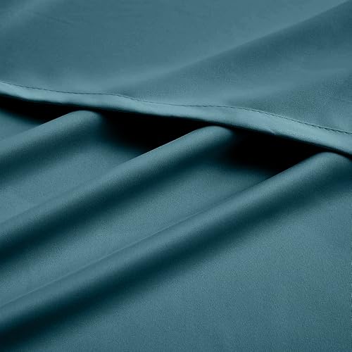 Image of THE LINEN COMPANY Rod Pocket Long Door Curtains | Blackout Thermal Insulated Curtains | Living Room Door Curtains Set of 2 - Navy Blue, 8 Feet
