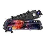 YAOSHI Dash Cam Miroir Voiture 2k DVR Enregistreur vidéo de Voiture 10 Pouces 1080P GPS Night Vision Auto Record Dashcam Dual Lens (Color Name : A42, SD Card Memory : with 32G TF Card)