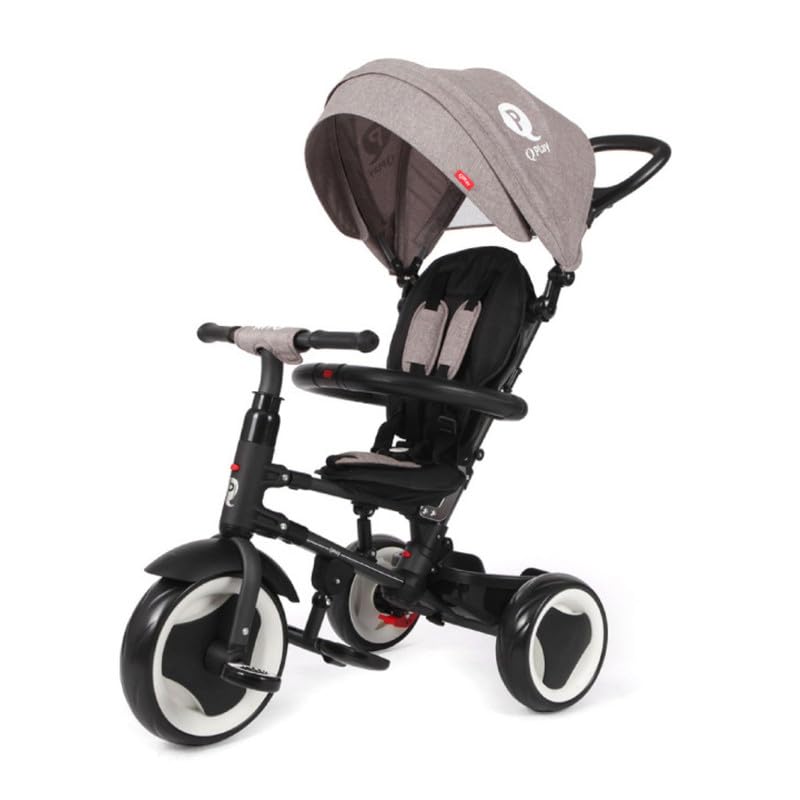Q Play German RITO PLUS Folding Trikes (3 in 1) – Tricycle for Kids, Easy Foldable, EVA Wheels, Shock Absorption, Compact Size – 10 months to 3 + Years, Grey