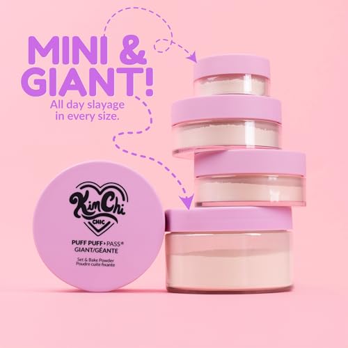 KimChiChic Beauty Puff Puff Pass Set and Bake Setting Powder for Makeup, Extra Fluffy Loose Face Powder Poof, Soft Natural Face Makeup for Uneven Skin Tone, 03 Translucent